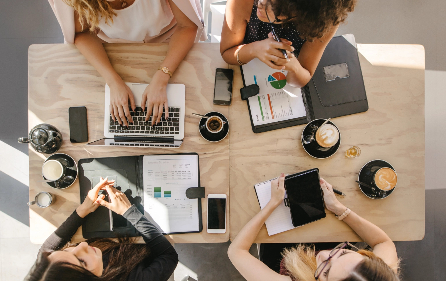 Homefield Marketing Employees sitting around a desk